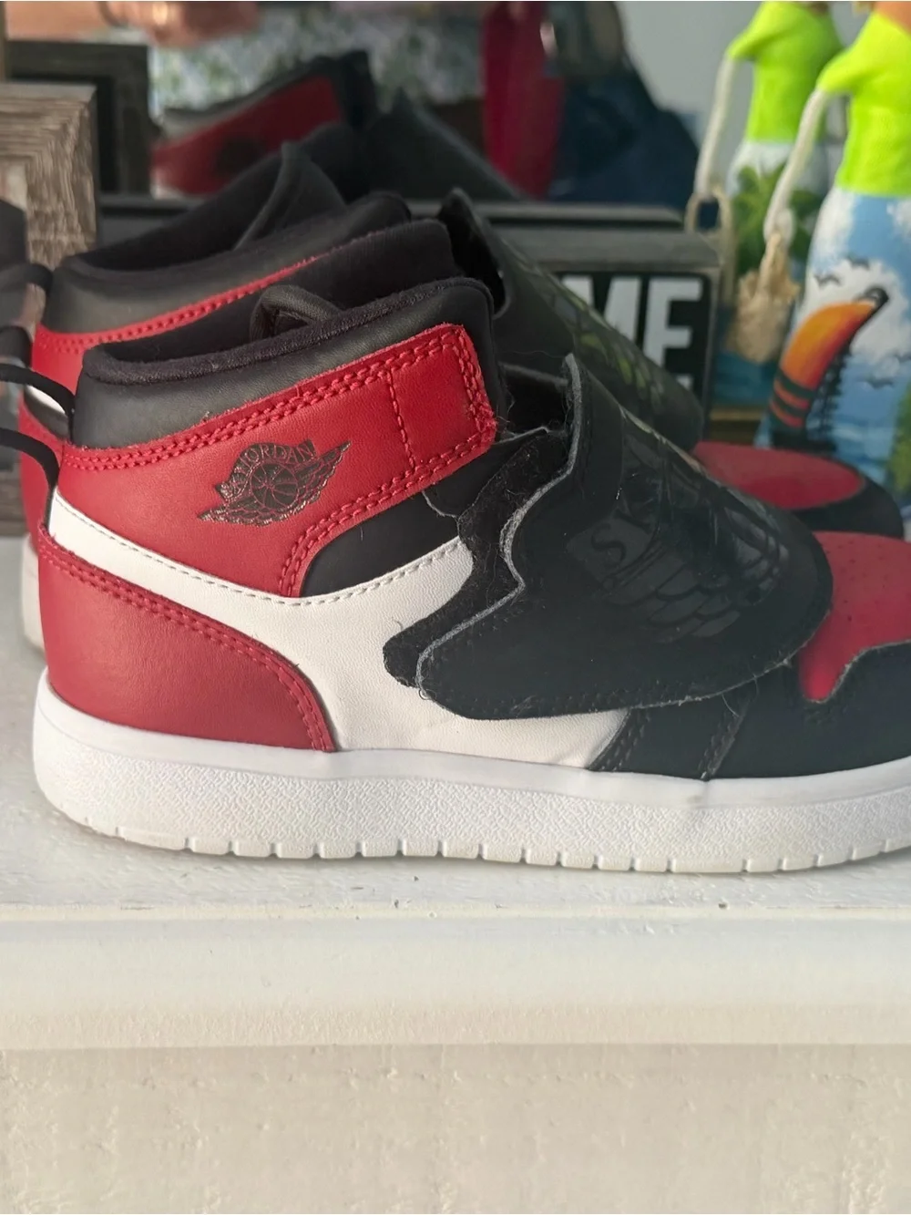 Jordan Kids Black and Red High-Top Sneakers